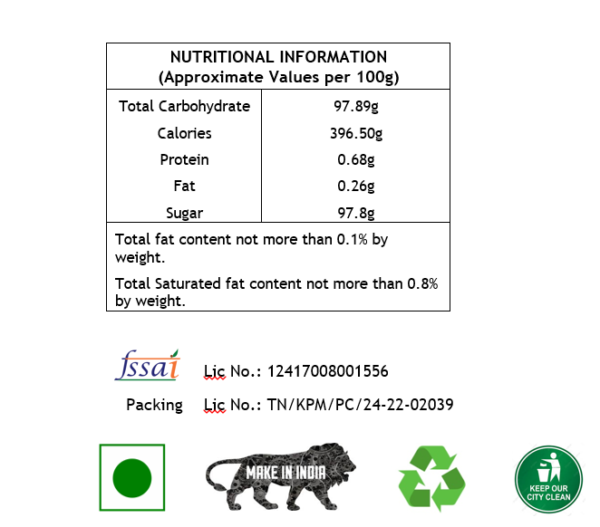 nutritional information chart